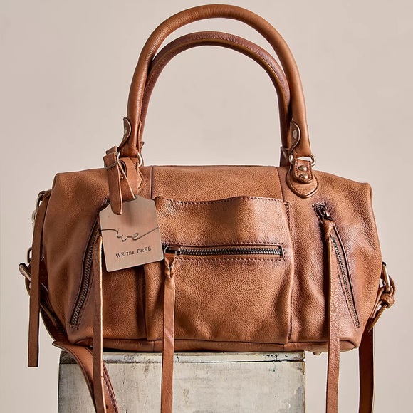 Free People Handbags - $178! Free People We The Free BABY EMERSON LEATHER TOTE BAG Saddle NEW